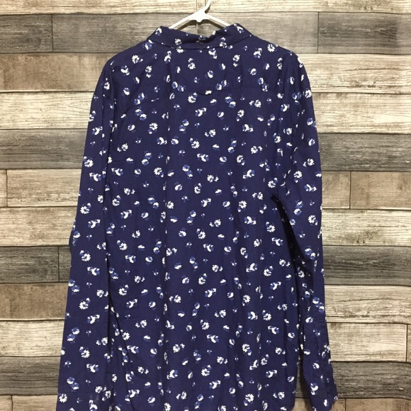 1901 Trim Fit Fairview Wash Floral Button Up Shirt XXL Navy Blue Long Sleeve - Picture 3 of 7